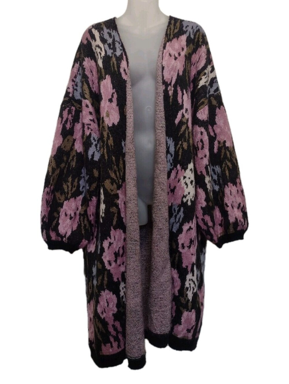 Saltwater Luxe Floral Duster Cardigan Oversized Balloon Sleeve Boho Cozy XL